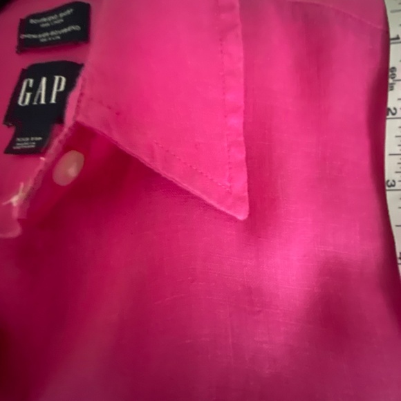 100% Linen Oversized Button Down Shirt Fuchsia - Picture 9 of 11